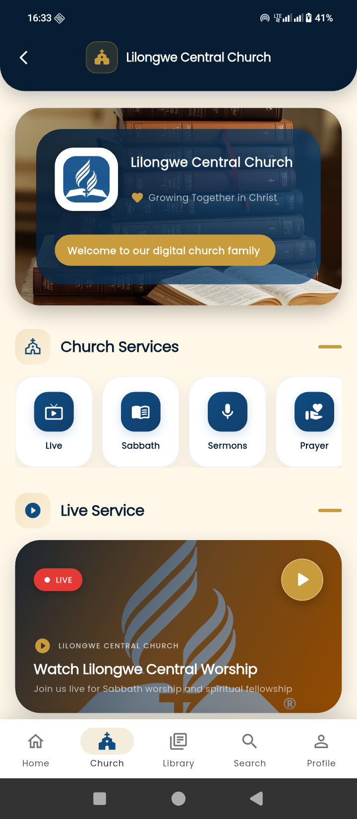 Adventist Pocket home screen